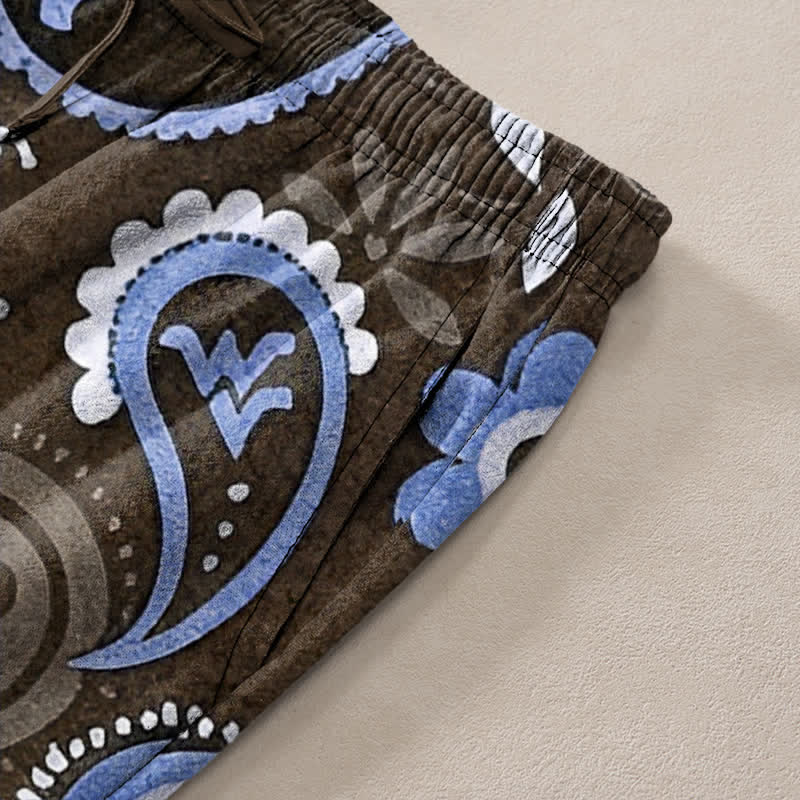 Buddha Stones Pantalon fuselé pour homme en coton à motif floral cachemire, avec poches - image 7