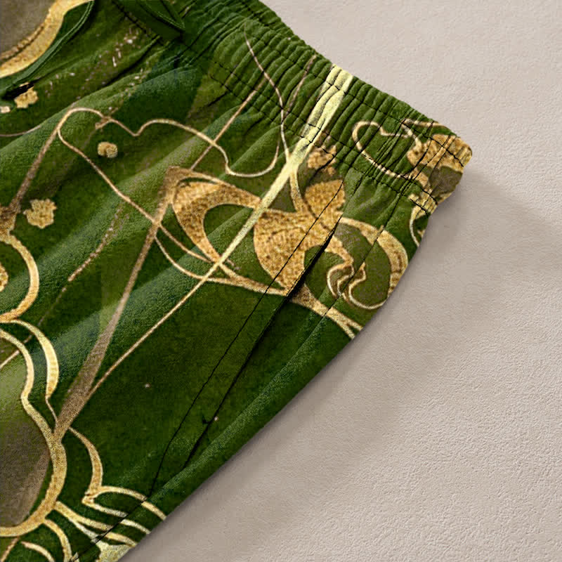 Buddha Stones Pantalon fuselé pour homme en coton à motif nuage de lotus, avec poches - image 11