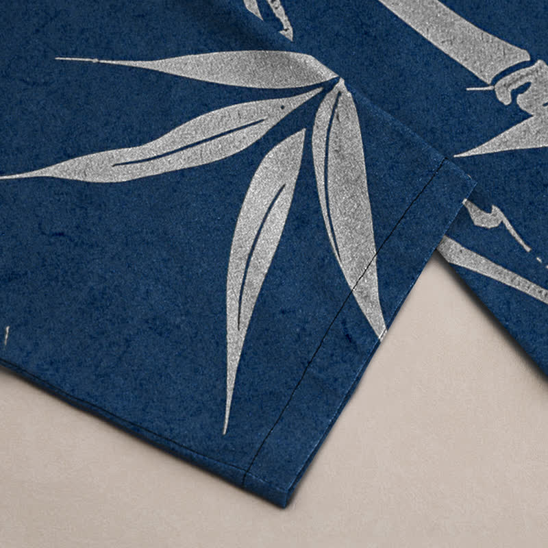 Buddha Stones Pantalon fuselé pour homme en coton à motif de feuilles de bambou dorées, avec poches - image 10