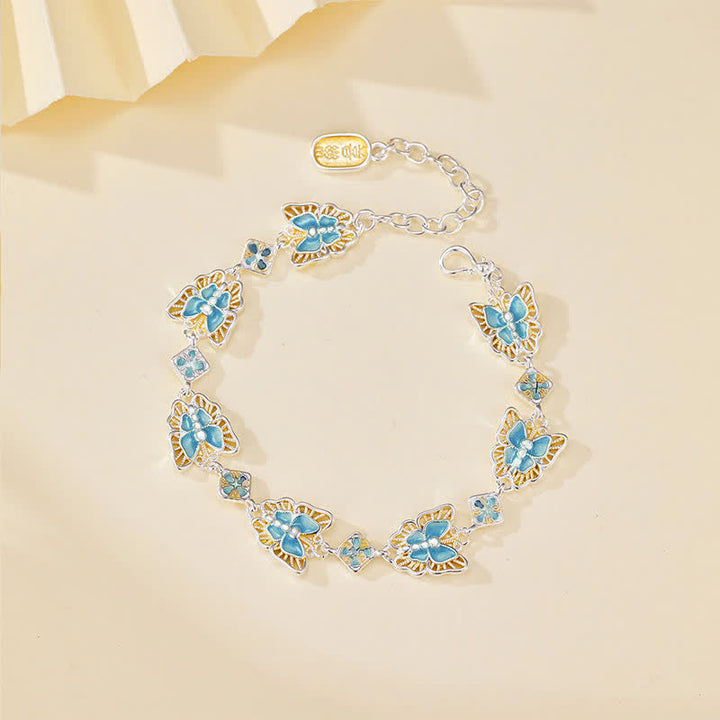 Buddha Stones Bracelet de liberté papillon en cuivre émaillé - Bleu (Tour de poignet : 15–20 cm) - image 3