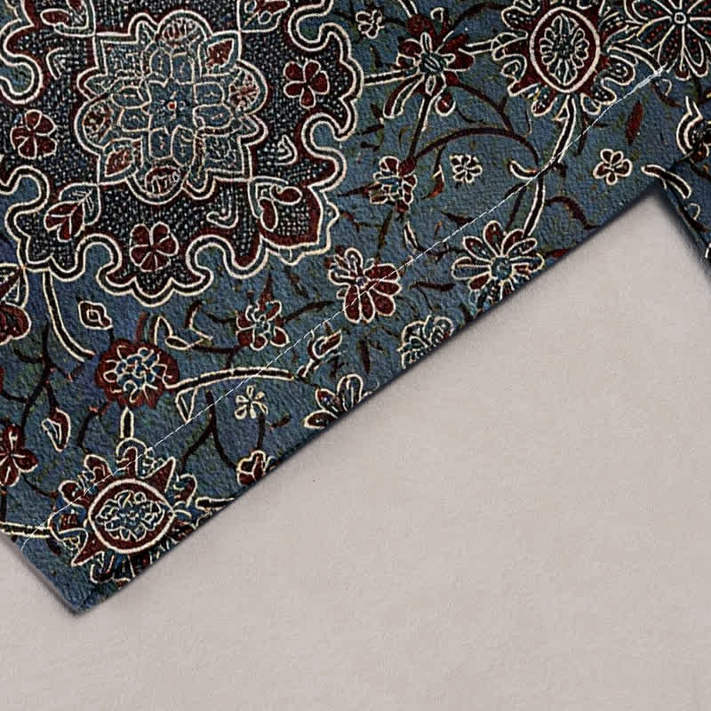 Buddha Stones Pantalon pour femme en pur coton à motif floral bohème, taille élastique et poches - image 1