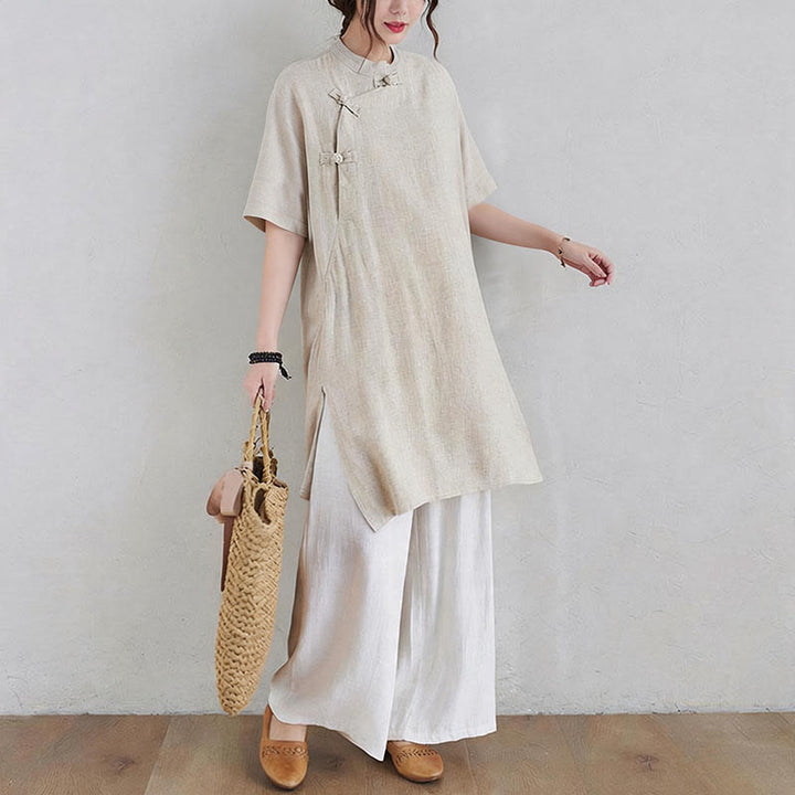 Ensemble de 2 pièces en coton et lin avec haut et pantalon pour femme Buddha Stones et méditation Zen Tai Chi - image 6