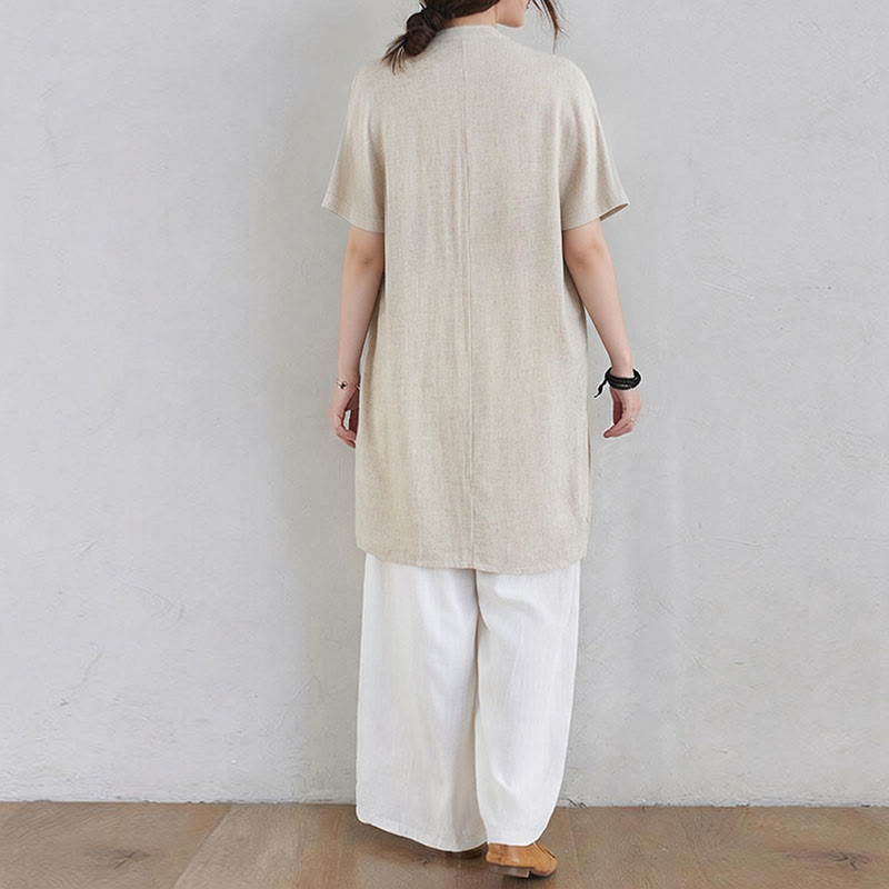 Ensemble de 2 pièces en coton et lin avec haut et pantalon pour femme Buddha Stones et méditation Zen Tai Chi - image 4