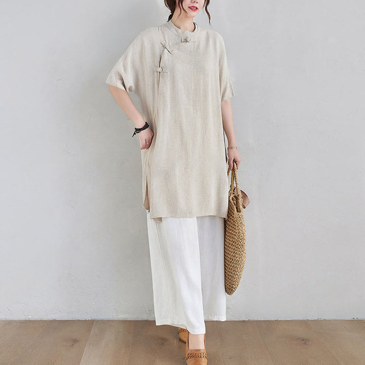 Ensemble de 2 pièces en coton et lin avec haut et pantalon pour femme Buddha Stones et méditation Zen Tai Chi - image 5
