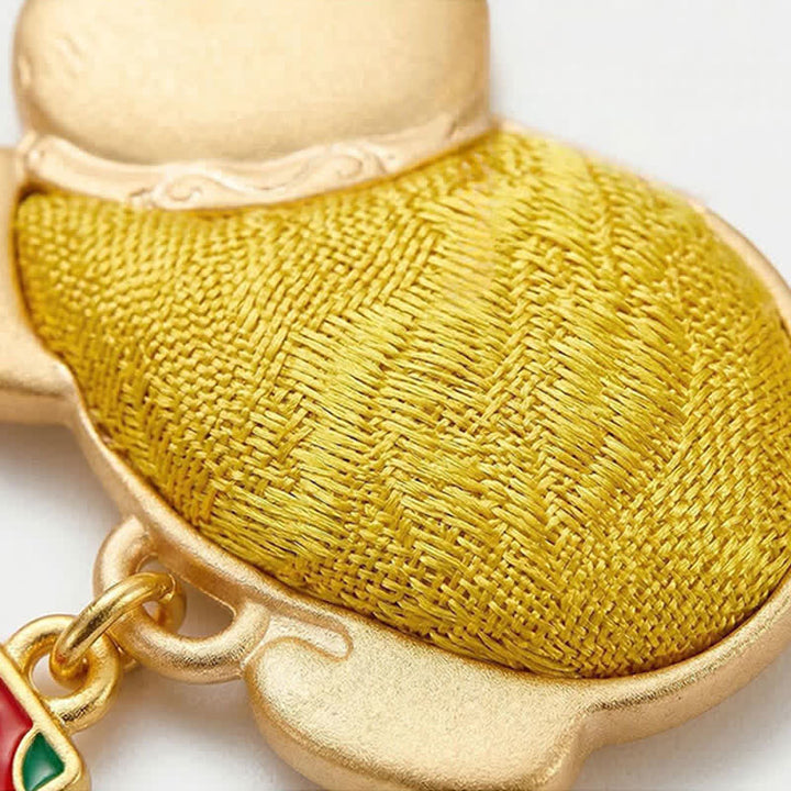 Buddha Stones Coffret cadeau porte-clés chat porte-bonheur en brocart Song Brocade avec pompon - image 4