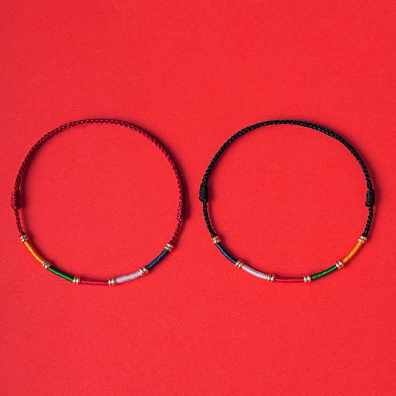 Buddha Stones Bracelet de protection fait main à cinq couleurs avec drapeau de prière et cheval du vent - image 4