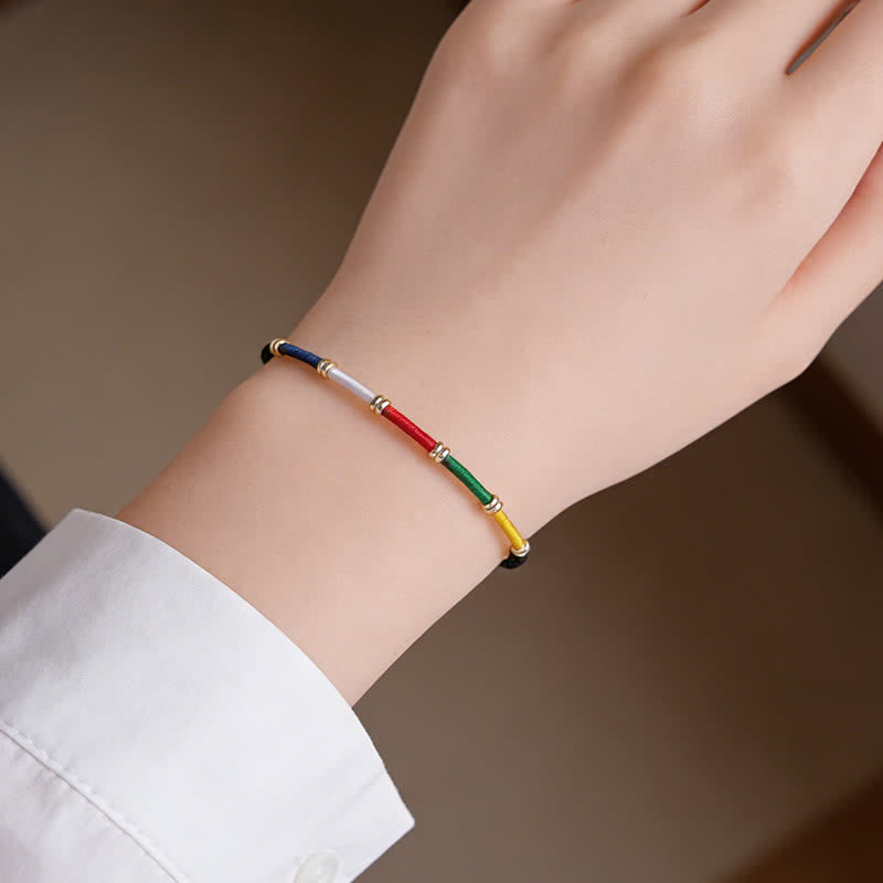 Buddha Stones Bracelet de protection fait main à cinq couleurs avec drapeau de prière et cheval du vent - image 8