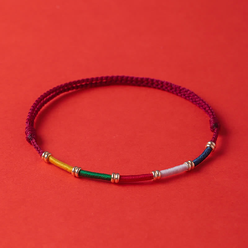 Buddha Stones Bracelet de protection fait main à cinq couleurs avec drapeau de prière et cheval du vent - image 2