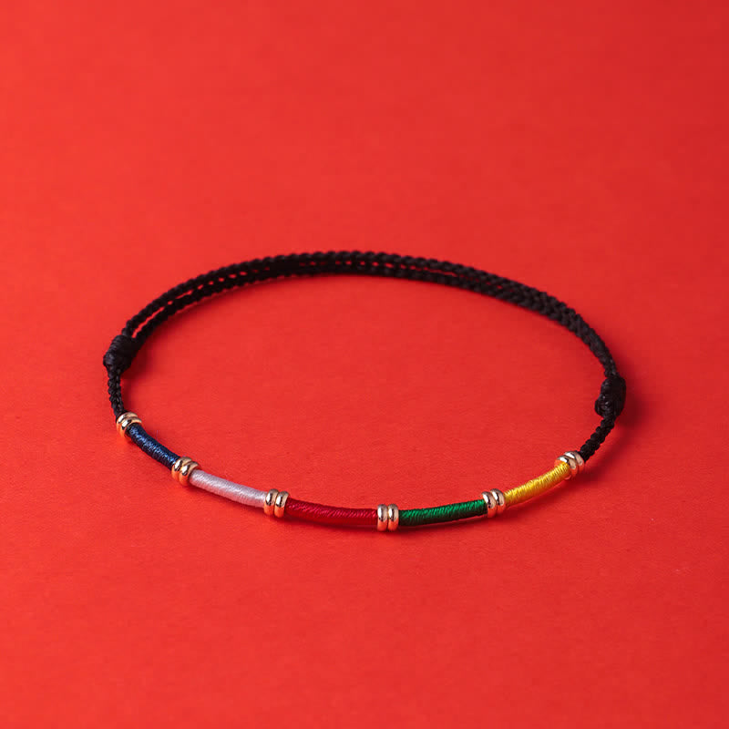 Buddha Stones Bracelet de protection fait main à cinq couleurs avec drapeau de prière et cheval du vent - image 3