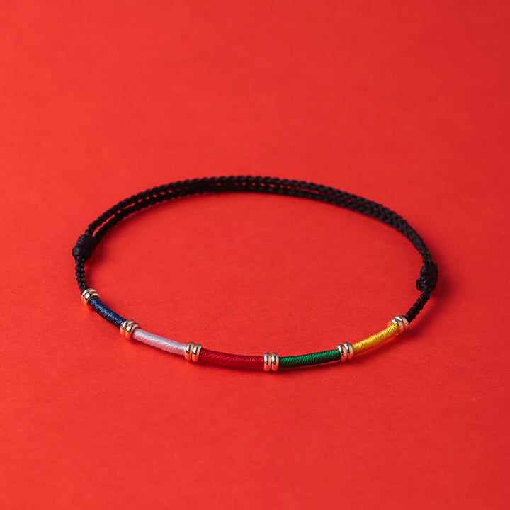 Buddha Stones Bracelet de protection fait main à cinq couleurs avec drapeau de prière et cheval du vent - image 3