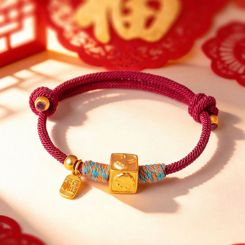 Buddha Stones Bracelet de protection fait main Trois Harmonies du zodiaque chinois, fil rouge - image 12
