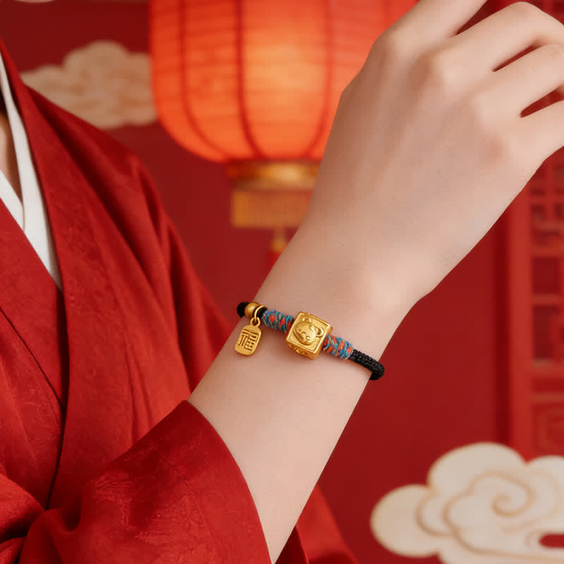 Buddha Stones Bracelet de protection fait main Trois Harmonies du zodiaque chinois, fil rouge - image 16