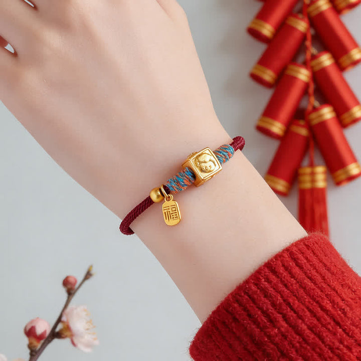 Buddha Stones Bracelet de protection fait main Trois Harmonies du zodiaque chinois, fil rouge - image 14