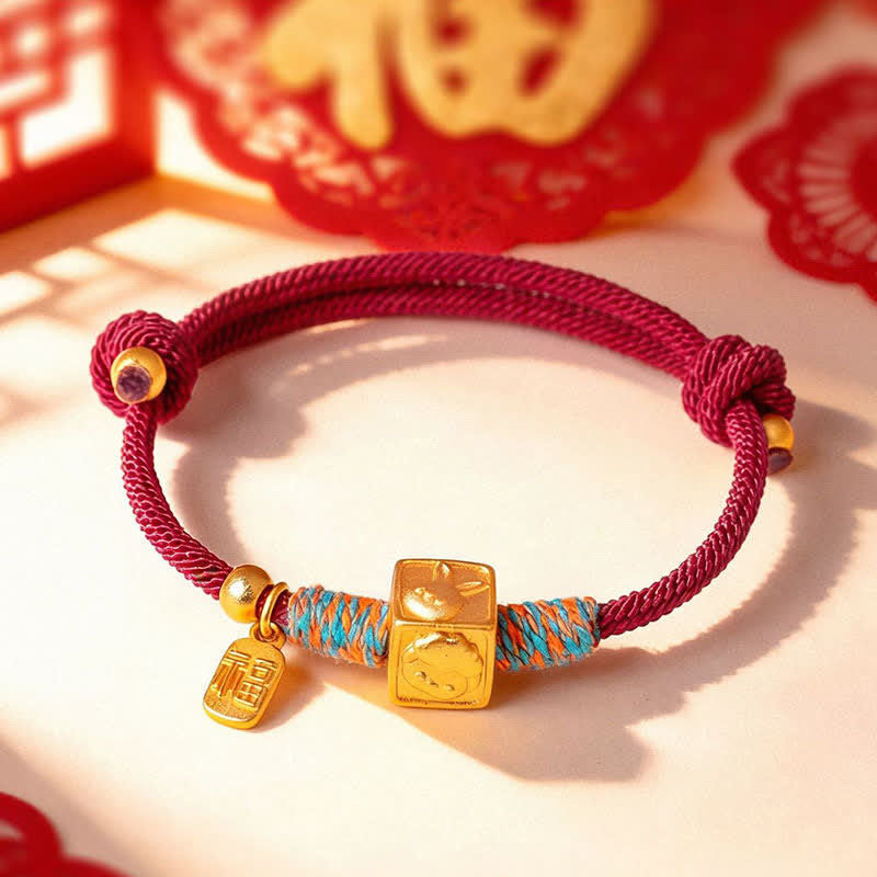Buddha Stones Bracelet Fu porte-bonheur chinois fait main avec un fil rouge - image 14