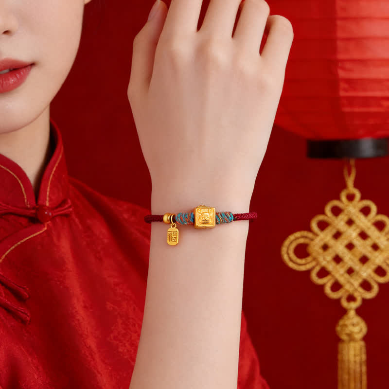 Buddha Stones Bracelet Fu porte-bonheur chinois fait main avec un fil rouge - image 17