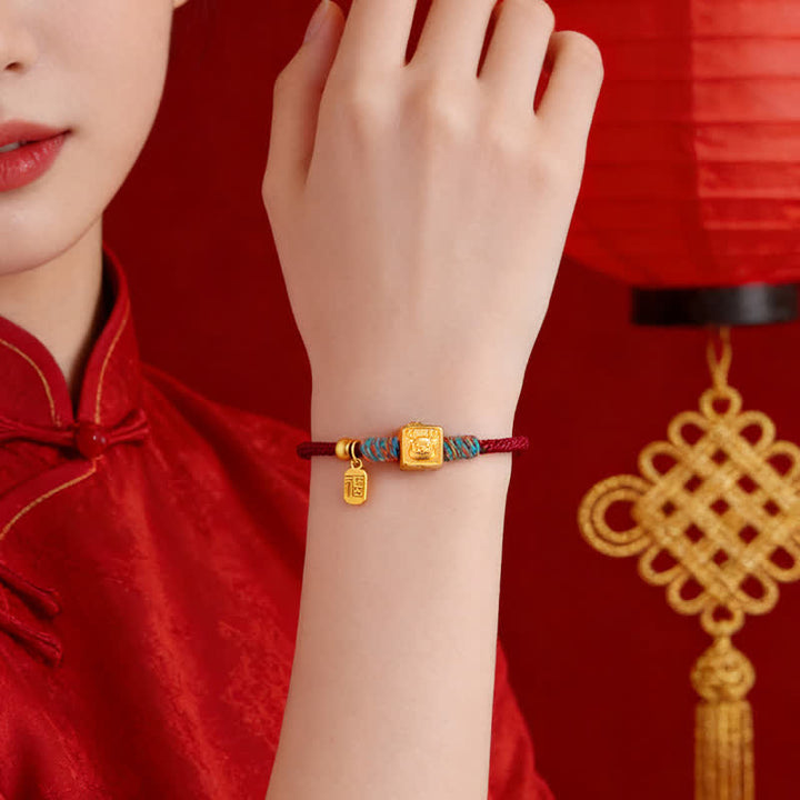 Buddha Stones Bracelet Fu porte-bonheur chinois fait main avec un fil rouge - image 17