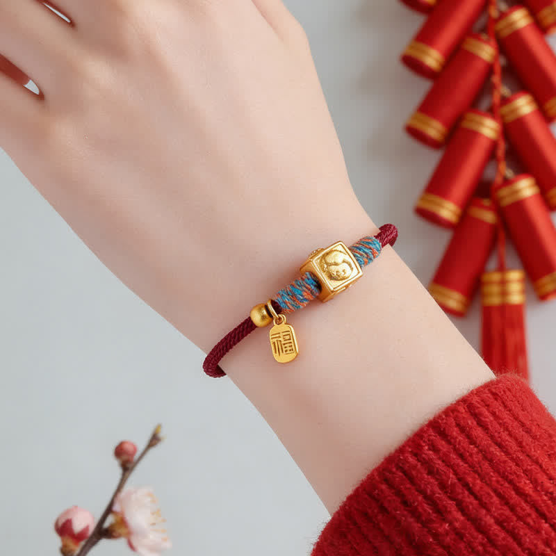 Buddha Stones Bracelet Fu porte-bonheur chinois fait main avec un fil rouge - image 16
