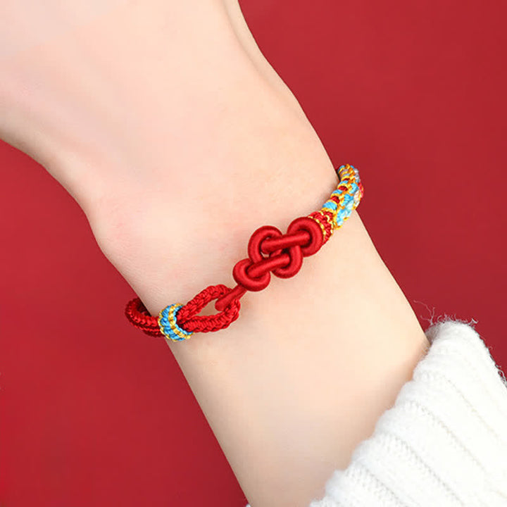 Buddha Stones Bracelet porte-bonheur en fil rouge tissé à la main avec nœuds chinois - image 10