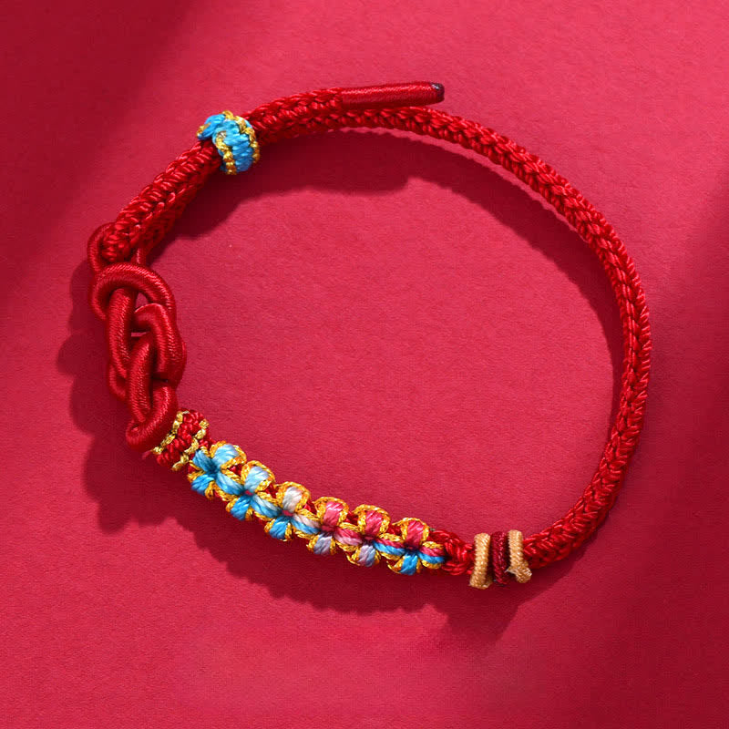 Buddha Stones Bracelet porte-bonheur en fil rouge tissé à la main avec nœuds chinois - image 1