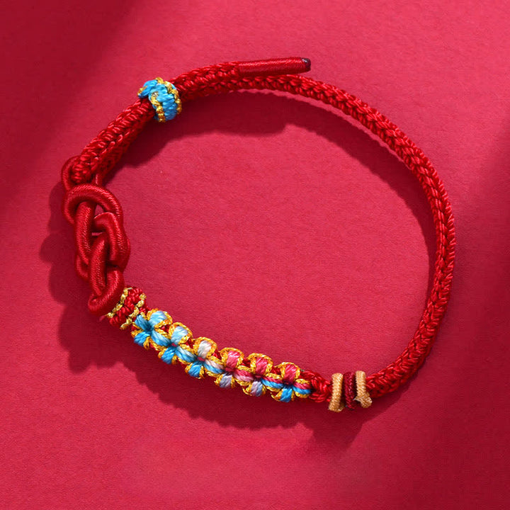 Buddha Stones Bracelet porte-bonheur en fil rouge tissé à la main avec nœuds chinois - image 1