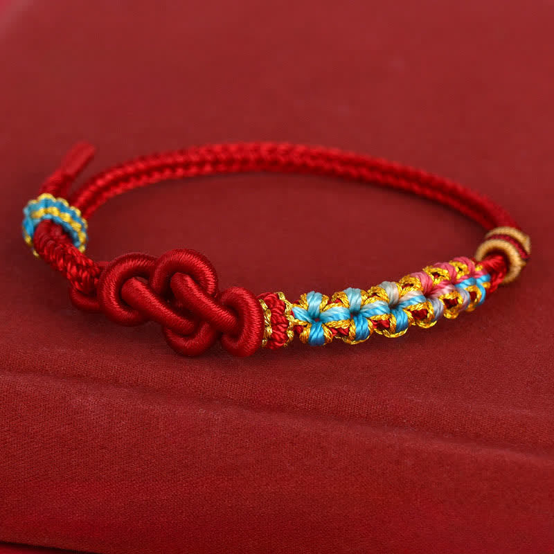 Buddha Stones Bracelet porte-bonheur en fil rouge tissé à la main avec nœuds chinois - image 2