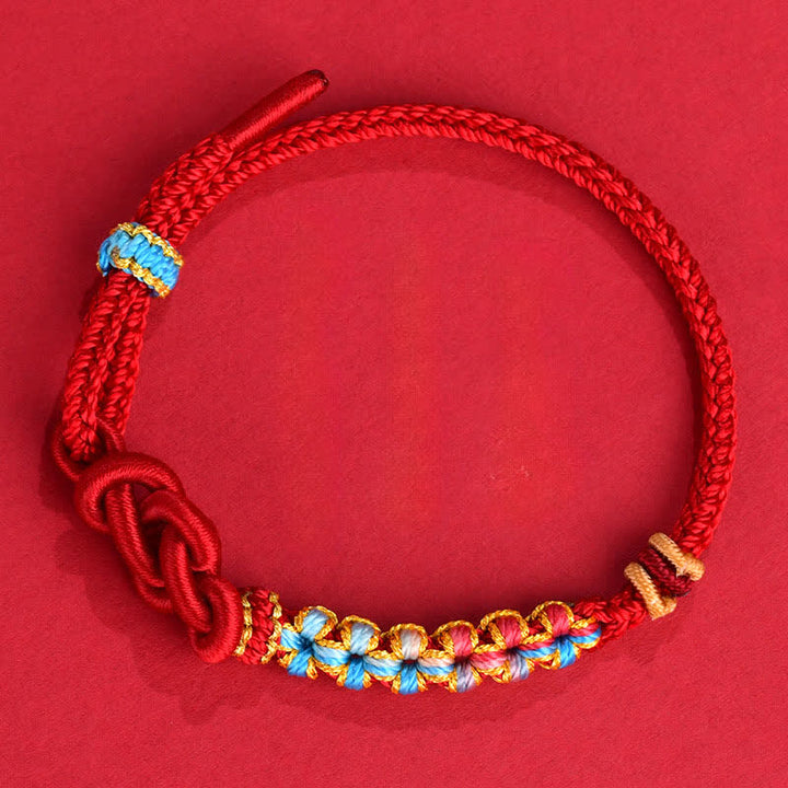 Buddha Stones Bracelet porte-bonheur en fil rouge tissé à la main avec nœuds chinois - Nœuds chinois (Chance ♥ Richesse) - Fil rouge (Protection ♥ Chance) - image 0