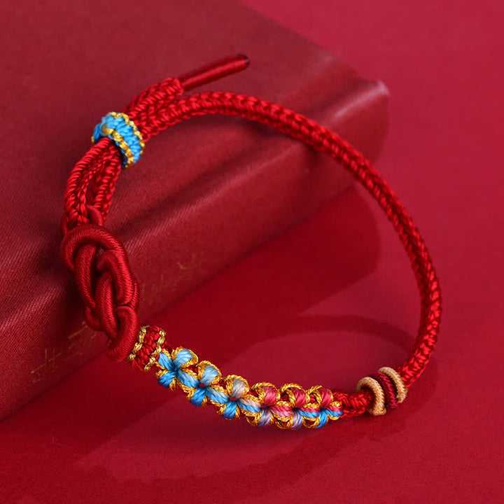 Buddha Stones Bracelet porte-bonheur en fil rouge tissé à la main avec nœuds chinois - image 3