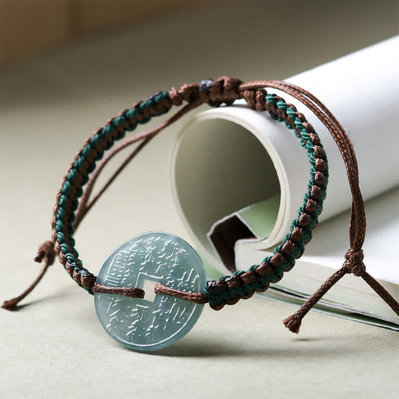 Buddha Stones Bracelet ajustable Jade Peace Buckle tissé à la main, symbole de tranquillité - image 1