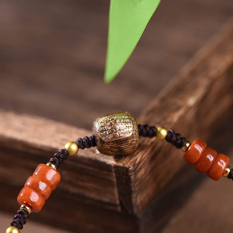 Buddha Stones Bracelet à pompon tressé en bois de santal rouge tissé à la main - image 9