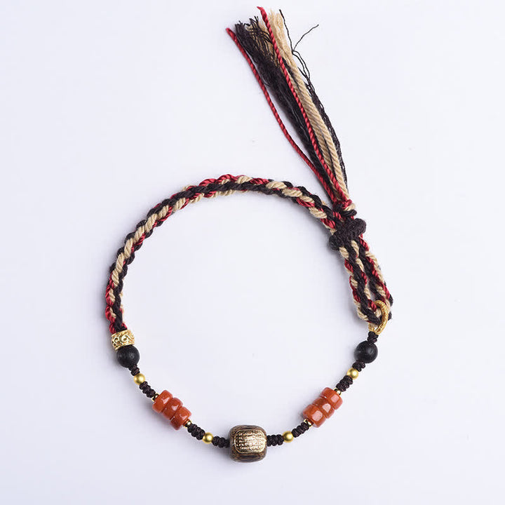 Buddha Stones Bracelet à pompon tressé en bois de santal rouge tissé à la main - image 8