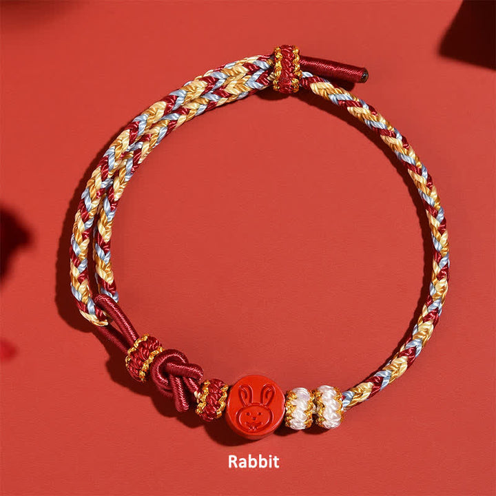 Buddha Stones Bracelet en fil rouge tissé à la main, symbole de concentration du zodiaque chinois Cinabre - Lapin (Chance ♥ Personnalité) - Cinabre (Bénédiction ♥ Calme) - image 4