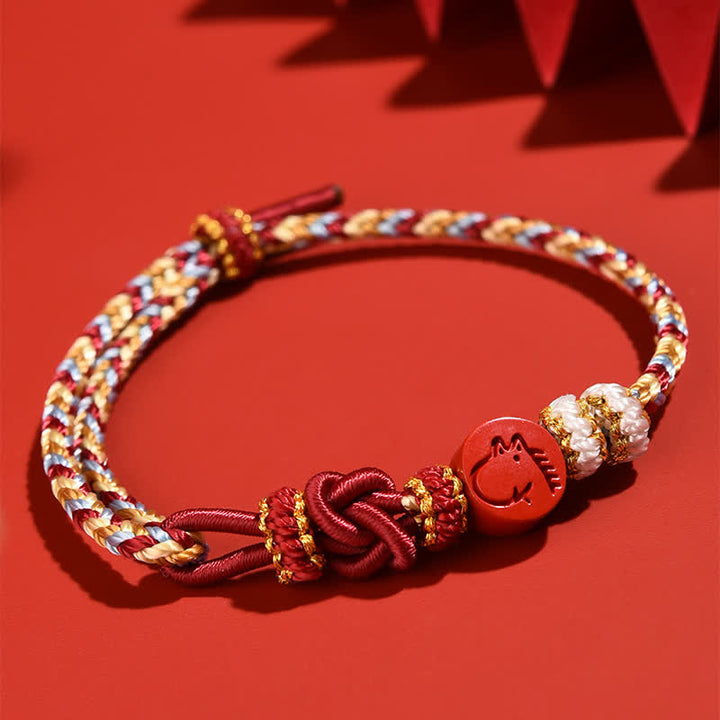Buddha Stones Bracelet en fil rouge tissé à la main, symbole de concentration du zodiaque chinois Cinabre - image 19