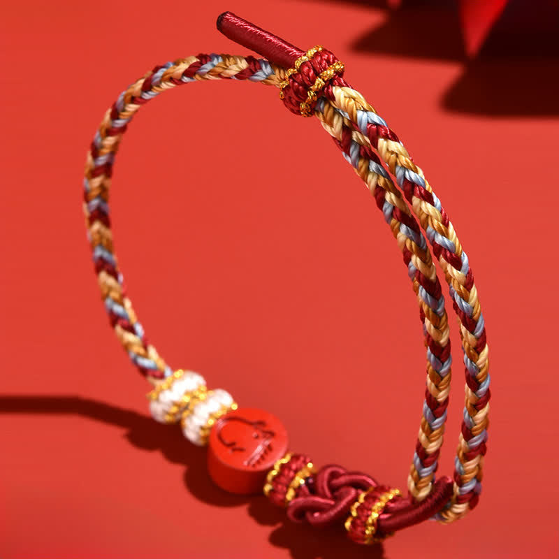 Buddha Stones Bracelet en fil rouge tissé à la main, symbole de concentration du zodiaque chinois Cinabre - image 18