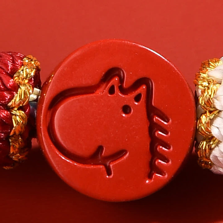 Buddha Stones Bracelet en fil rouge tissé à la main, symbole de concentration du zodiaque chinois Cinabre - image 22
