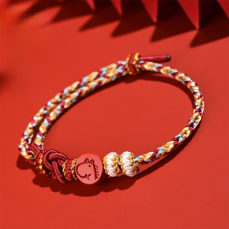 Buddha Stones Bracelet en fil rouge tissé à la main, symbole de concentration du zodiaque chinois Cinabre - image 17