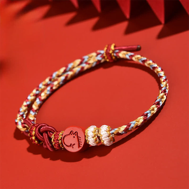 Buddha Stones Bracelet en fil rouge tissé à la main, symbole de concentration du zodiaque chinois Cinabre - image 17