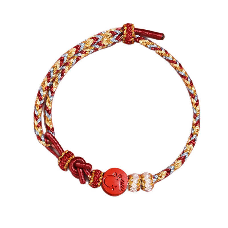 Buddha Stones Bracelet en fil rouge tissé à la main, symbole de concentration du zodiaque chinois Cinabre - image 21