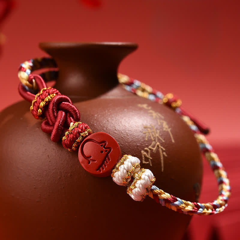 Buddha Stones Bracelet en fil rouge tissé à la main, symbole de concentration du zodiaque chinois Cinabre - image 20