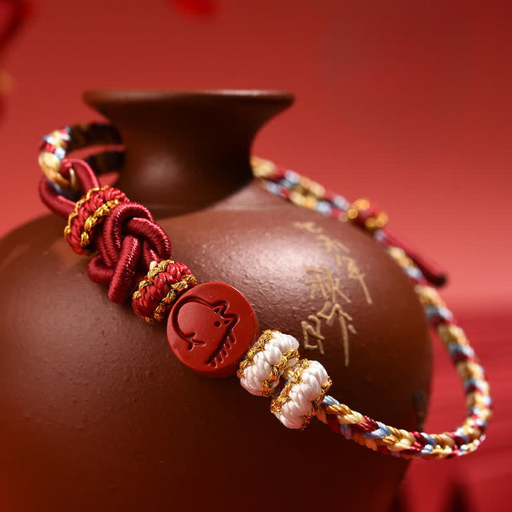 Buddha Stones Bracelet en fil rouge tissé à la main, symbole de concentration du zodiaque chinois Cinabre - image 20