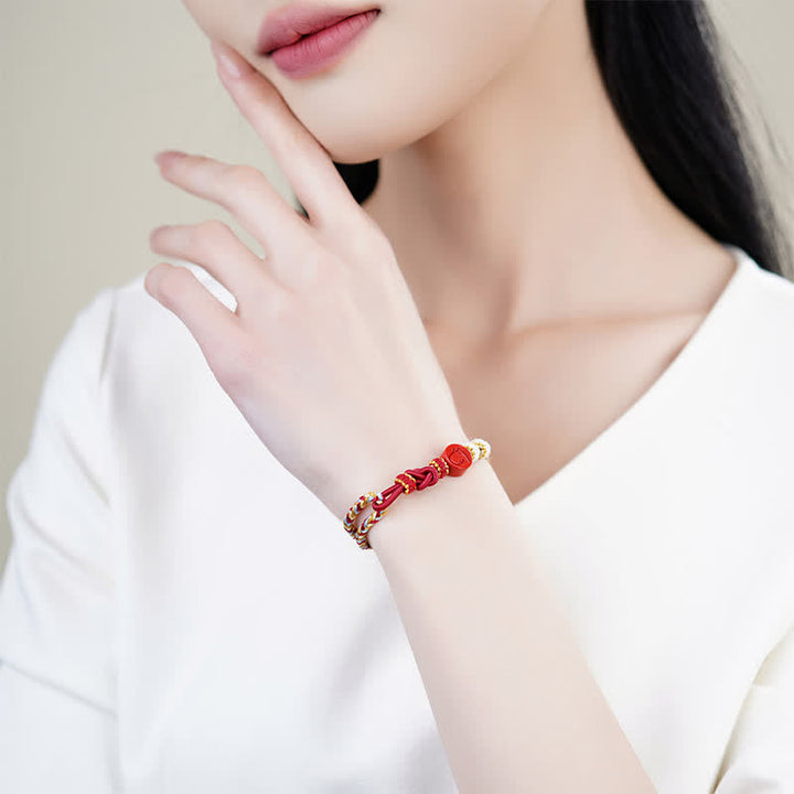 Buddha Stones Bracelet en fil rouge tissé à la main, symbole de concentration du zodiaque chinois Cinabre - image 23