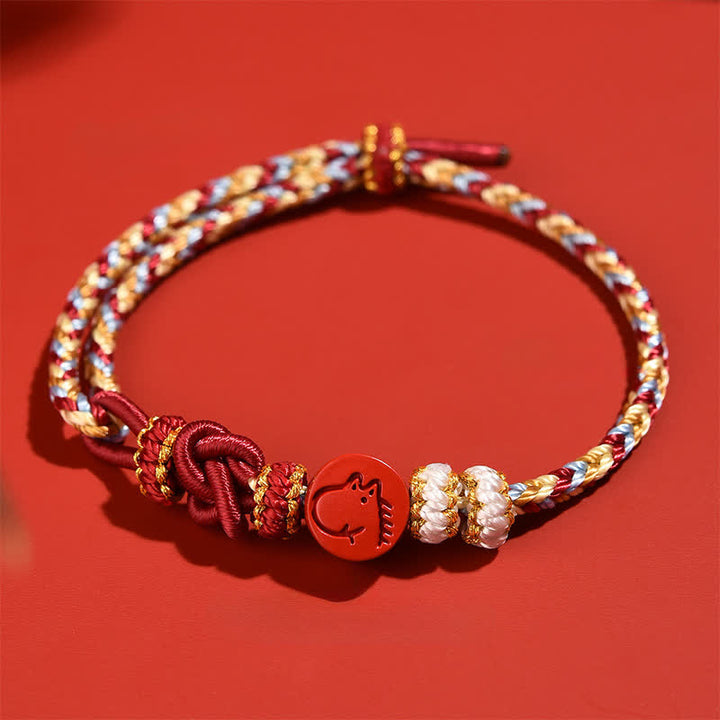 Buddha Stones Bracelet en fil rouge tissé à la main, symbole de concentration du zodiaque chinois Cinabre - image 16