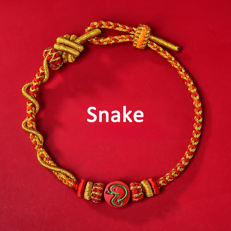 Buddha Stones Bracelet en fil rouge tissé à la main, symbole du zodiaque chinois, couleur cinabre - Zodiaque chinois (Protection ♥ Vitalité) - Serpent - Cinabre (Bénédiction ♥ Calme) - image 10