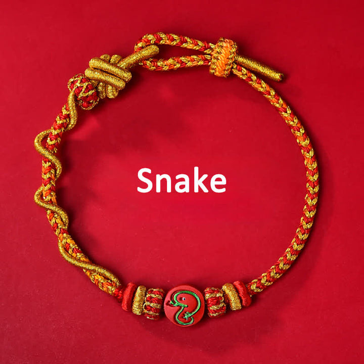 Buddha Stones Bracelet en fil rouge tissé à la main, symbole du zodiaque chinois, couleur cinabre - Zodiaque chinois (Protection ♥ Vitalité) - Serpent - Cinabre (Bénédiction ♥ Calme) - image 10