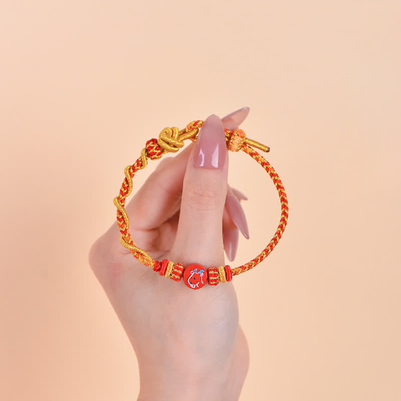 Buddha Stones Bracelet en fil rouge tissé à la main, symbole du zodiaque chinois, couleur cinabre - image 20