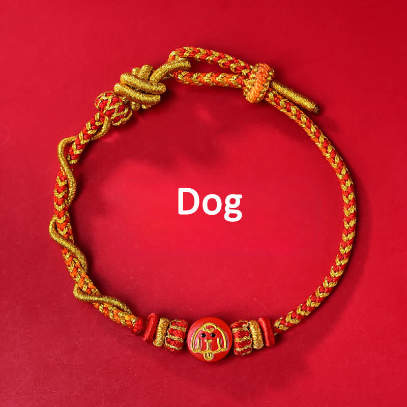 Buddha Stones Bracelet en fil rouge tissé à la main, symbole du zodiaque chinois, couleur cinabre - Signe du zodiaque chinois (Protection ♥ Vitalité) - Chien - Cinabre (Bénédiction ♥ Calme) - image 14