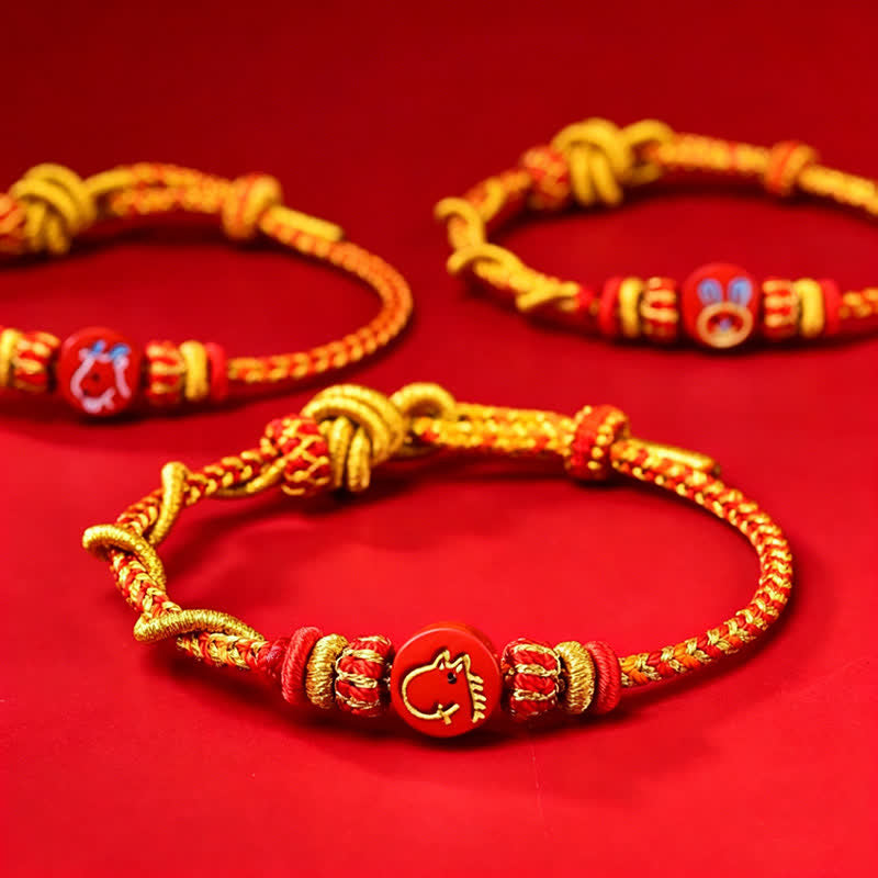 Buddha Stones Bracelet en fil rouge tissé à la main, symbole du zodiaque chinois, couleur cinabre - image 18