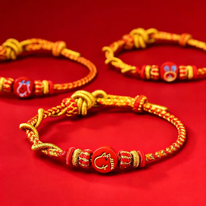 Buddha Stones Bracelet en fil rouge tissé à la main, symbole du zodiaque chinois, couleur cinabre - image 18