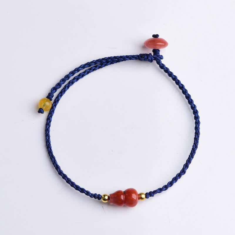Buddha Stones Bracelet en calebasse d'agate rouge du Sud, tissé à la main avec un cordon bleu positif - image 7