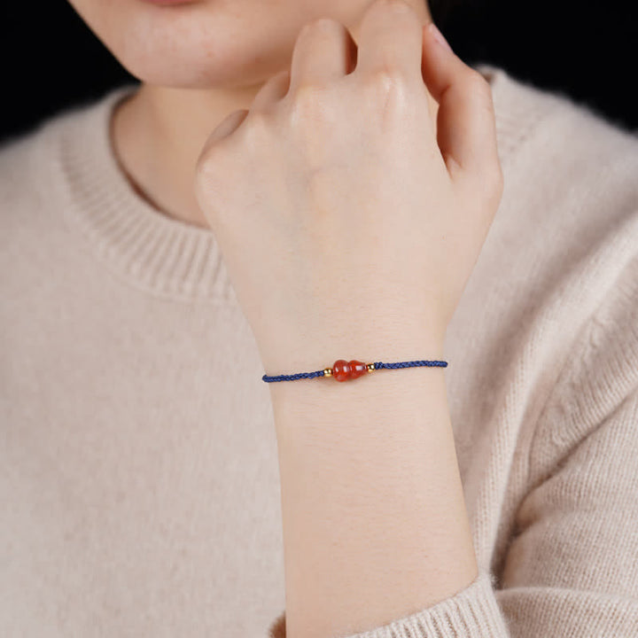 Buddha Stones Bracelet en calebasse d'agate rouge du Sud, tissé à la main avec un cordon bleu positif - image 10