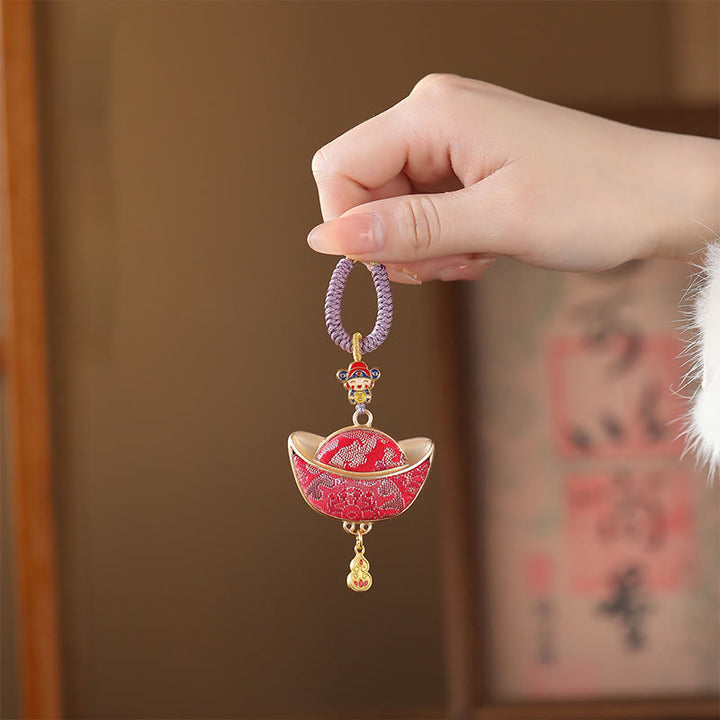 Buddha Stones Chanson Brocart Yuanbao Chance Porte-clés - image 0